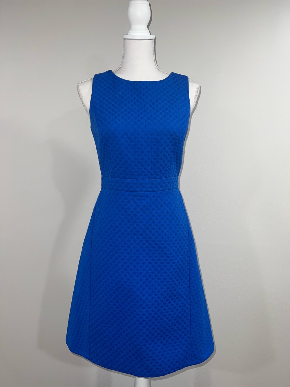 J. Crew Royal Blue Textured Fit & Flare Dress Size 2